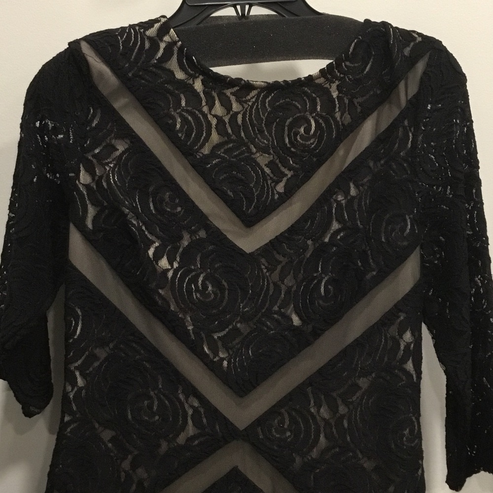 julia jordan Black Lace Chevron Mesh dress